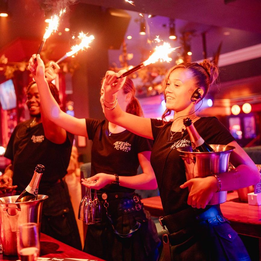 Champagne and Prosecco bottle service in Bonnie Rogues Cardiff