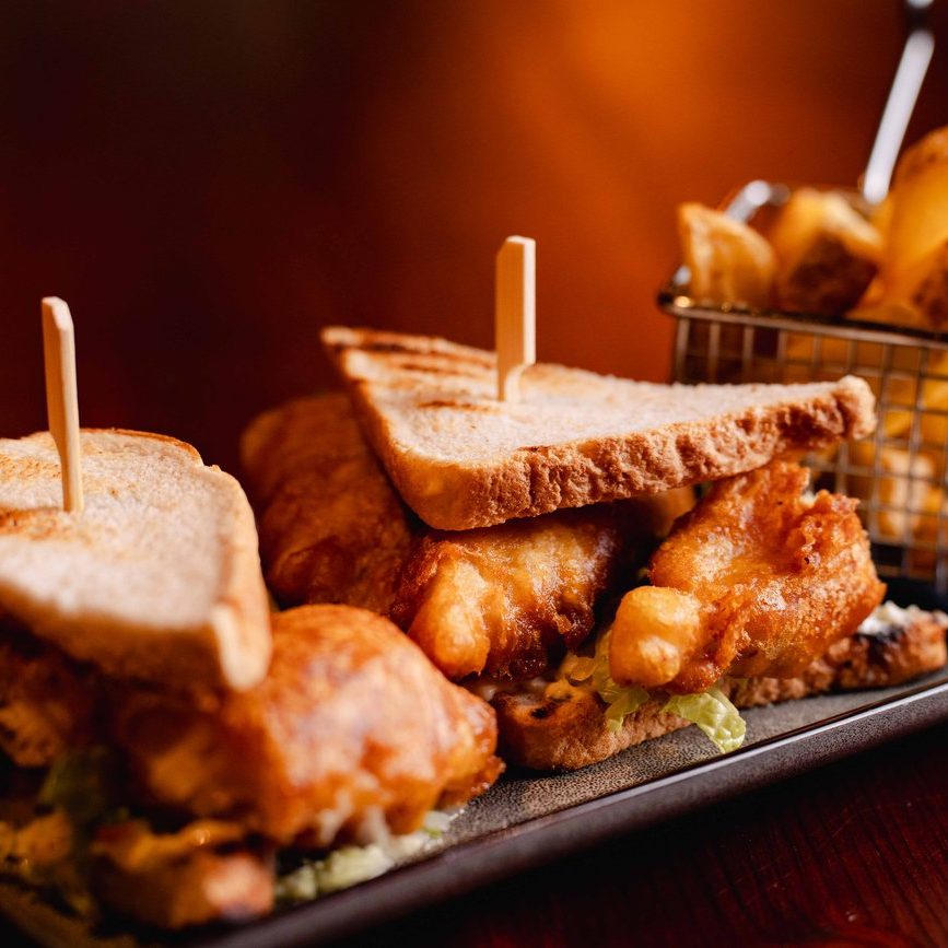 Classic Fish Finger sandwich for lunch at Bonnie Rogues